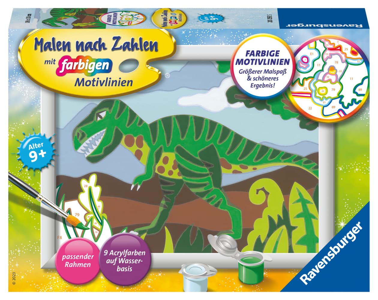 CreArt, Malen nach Zahlen Kinder - Hungriger Dinosaurier