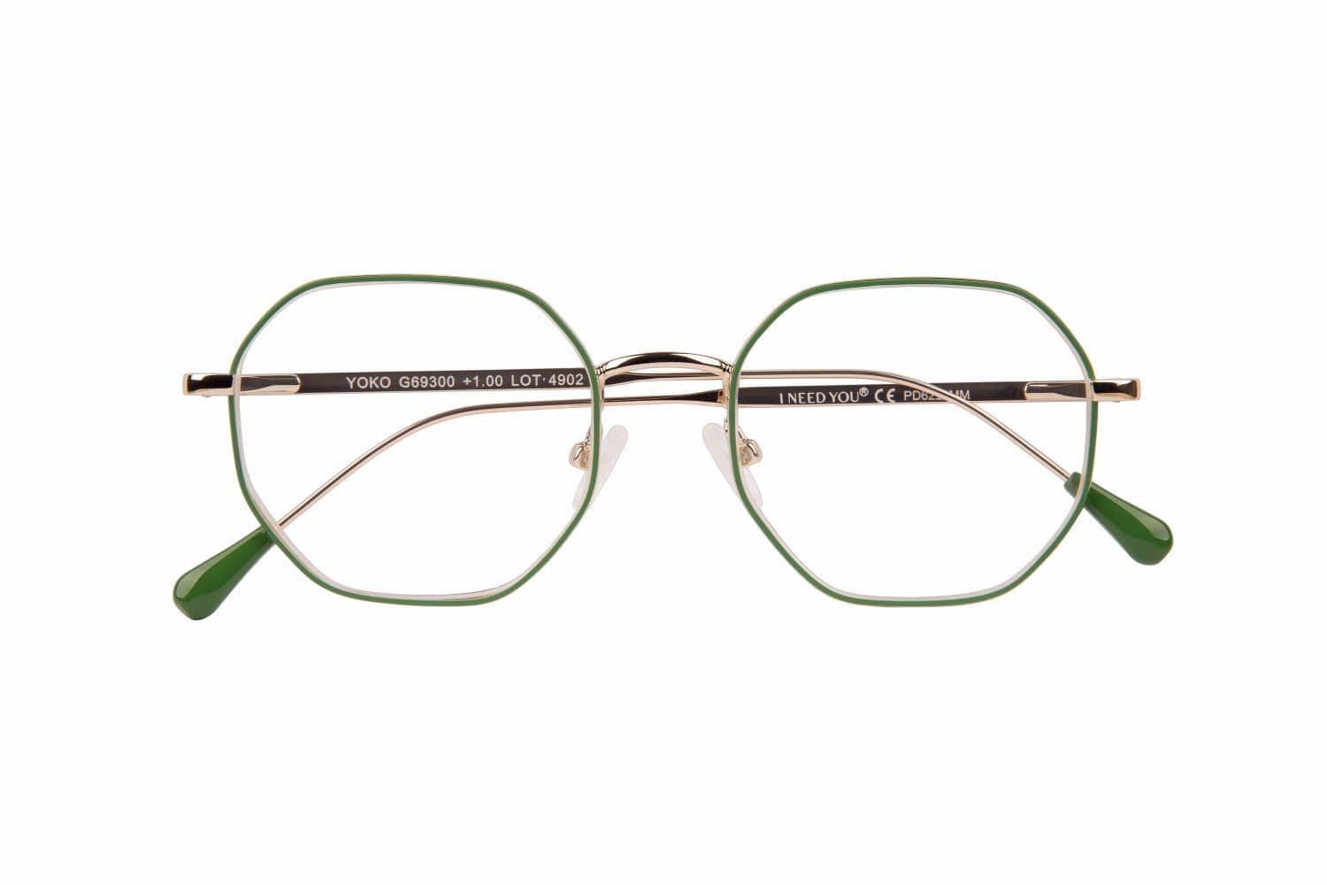 Lesebrille YOKO, grün-gold, +1.50 dpt mit Etui