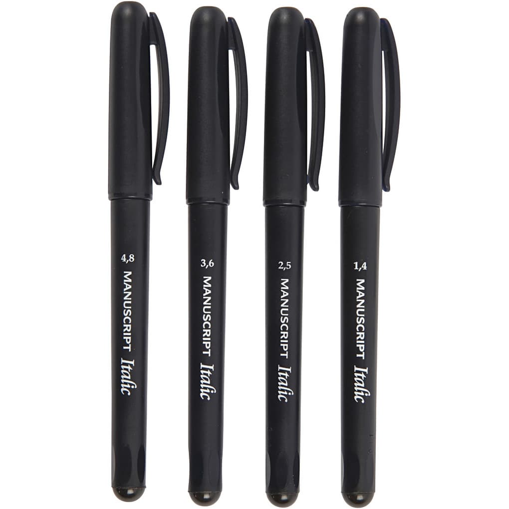 Creativ Company Kalligrafie-Marker, Strichstärke, 1,4+2,5+3,6+4,8 mm, Schwarz, 4 Stk
