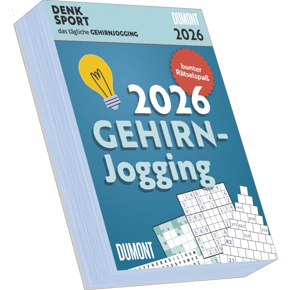 DUMONT - Gehirnjogging 2026 - Tagesabreißkalender 15 x 21 cm, Rätselkalender mit 313 Seiten für Knobelfreunde und Rätselfans