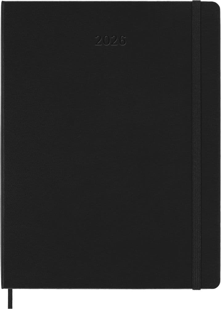 Moleskine 12 Monate Pro Wochen Notizkalender 2026, Pro XL, 1 Wo = 2 Seiten, vertikal, Spalten für Notizen, fester Einband, Schwarz