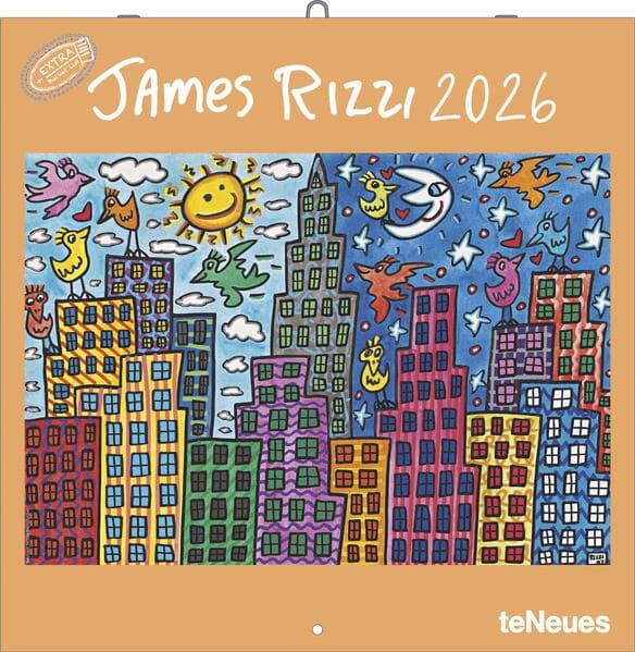 James Rizzi 2026 - Wand-Kalender - Broschüren-Kalender - 30x30 - 30x60 geöffnet - Kunst-Kalender