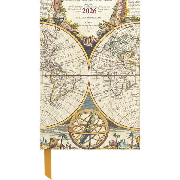 teNeues - Antique Maps 2026 - Buchkalender 10x15 cm | Kompakter Wochenkalender im Vintage-Weltkarten-Design für Weltenbummler, mit Magnetverschluss