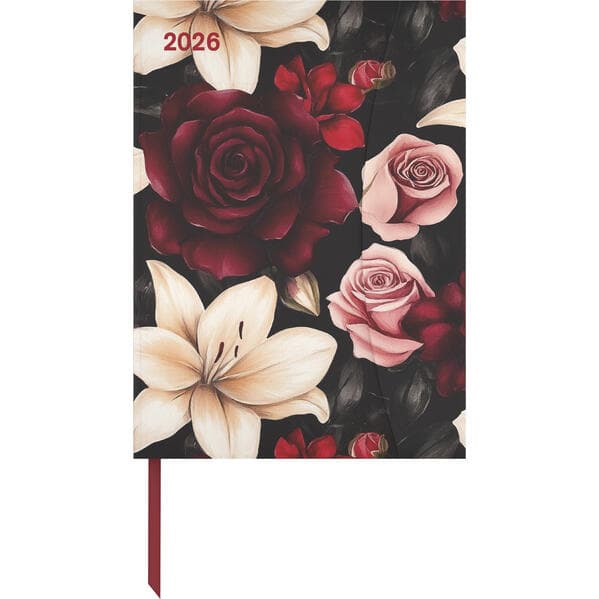 Dark Flowers 2026 - Diary - Buchkalender - Taschenkalender - 16x22