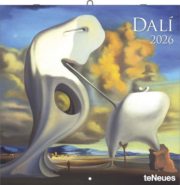NEUMANNVERLAGE - Dali 2026 Broschürenkalender, 30x30cm, Wandkalender mit ausgewählten Kunstwerken von Dli, internationalen Feiertagen und Mondphasen, viel Platz für Notizen