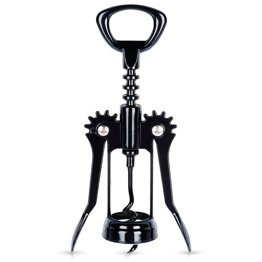 Schwarzer Weinkorkenzieher aus Metall 16 cm