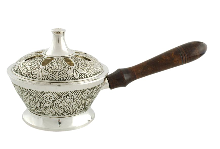 Räucherpfanne Messing vernickelt