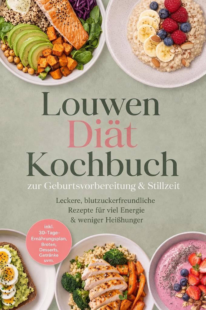 Louwen Diät Kochbuch zur Geburtsvorbereitung & Stillzeit: Leckere, blutzuckerfreundliche Rezepte für viel Energie & weniger Heißhunger - inkl. 30-Tage-Ernährungsplan, Broten, Desserts, Getränke uvm.