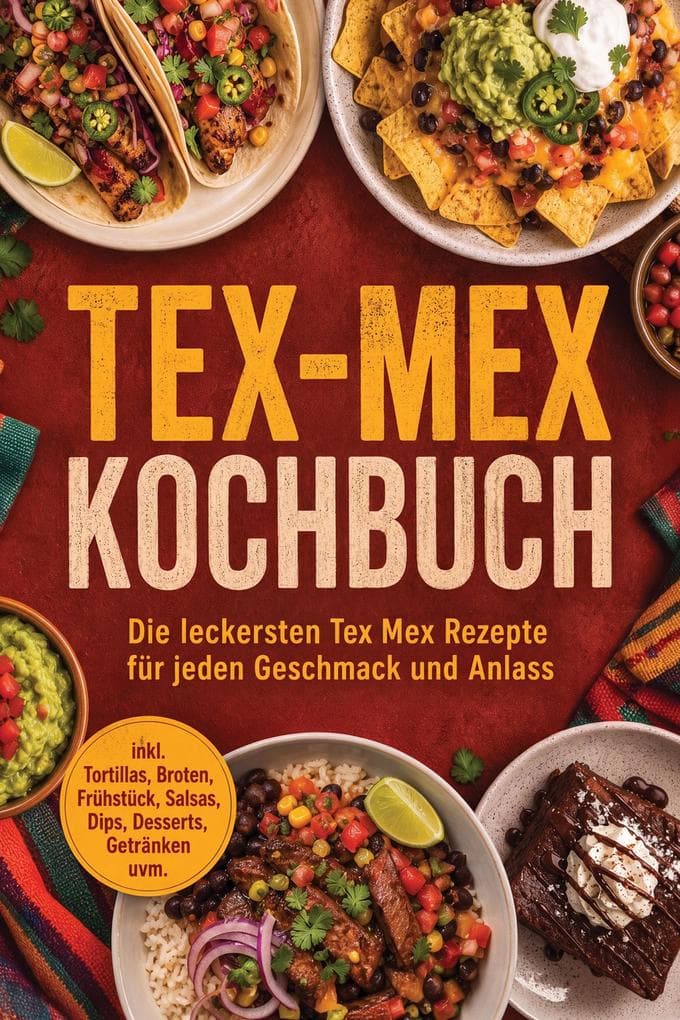 Tex-Mex Kochbuch: Die leckersten Tex Mex Rezepte für jeden Geschmack und Anlass - inkl. Tortillas, Broten, Frühstück, Salsas, Dips, Desserts, Getränken uvm.
