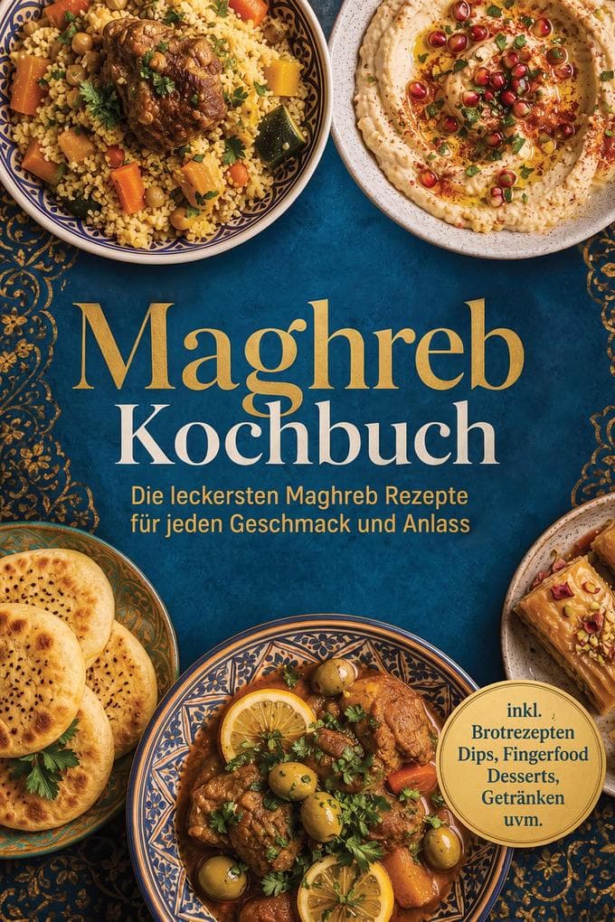 Maghreb Kochbuch: Die leckersten Maghreb Rezepte für jeden Geschmack und Anlass - inkl. Brotrezepten, Dips, Fingerfood, Desserts, Getränken uvm.