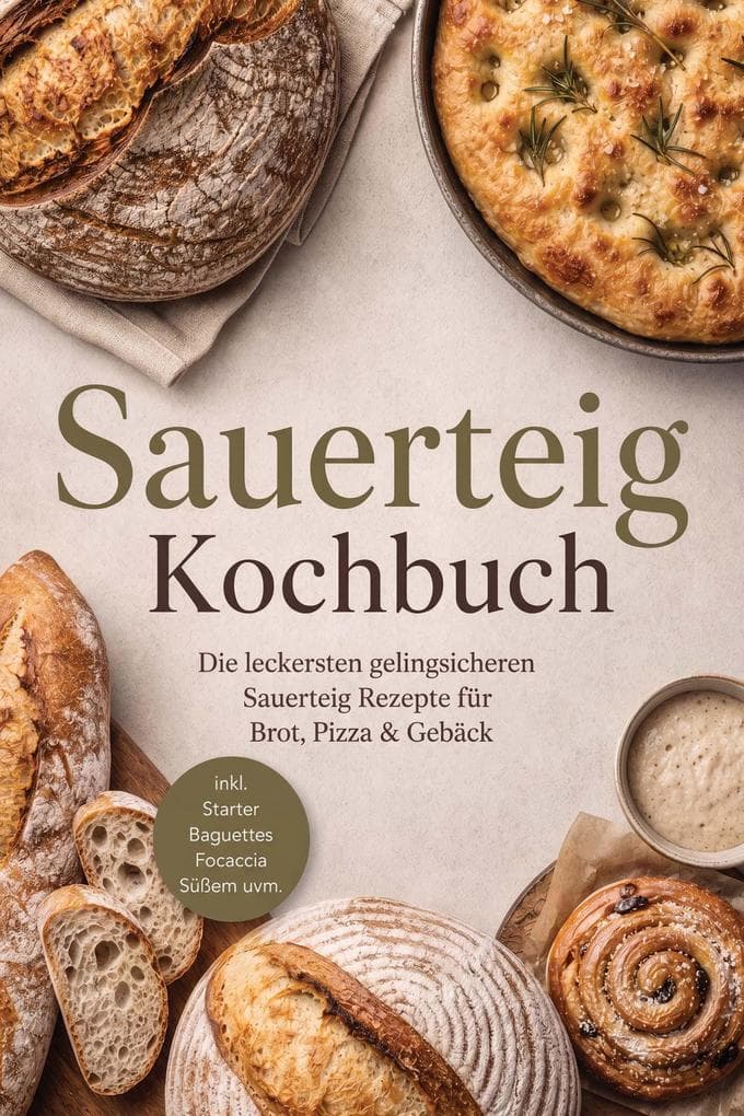 Sauerteig Kochbuch: Die leckersten gelingsicheren Sauerteig Rezepte für Brot, Pizza & Gebäck - inkl. Starter, Baguettes, Focaccia, Süßem uvm.