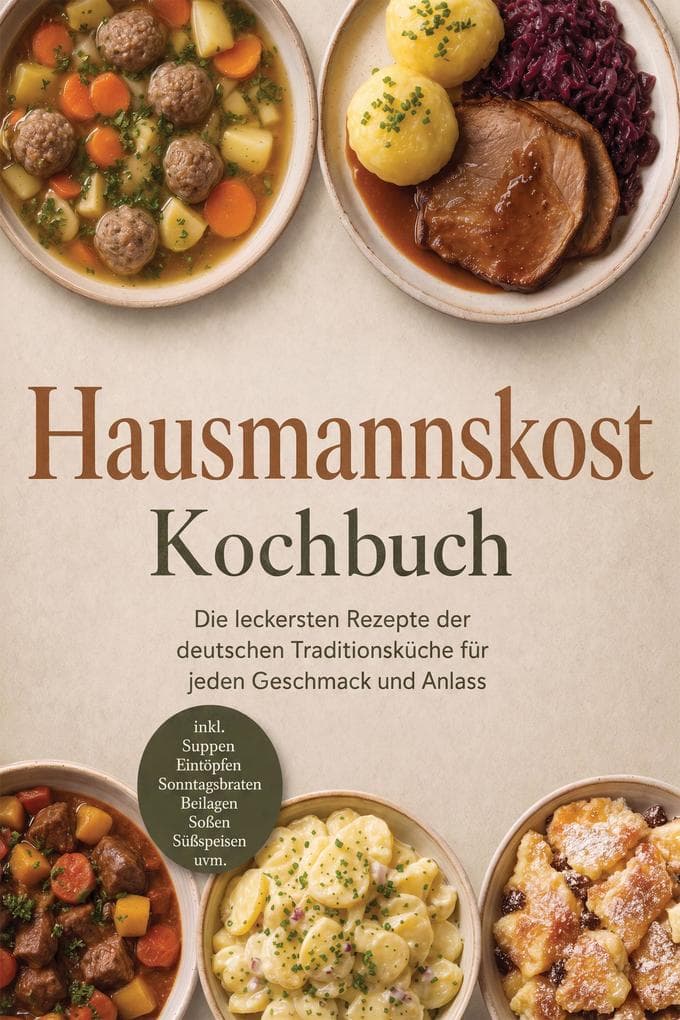 Hausmannskost Kochbuch: Die leckersten Rezepte der deutschen Traditionsküche für jeden Geschmack und Anlass - inkl. Suppen, Eintöpfen, Sonntagsbraten, Beilagen, Soßen, Süßspeisen uvm.