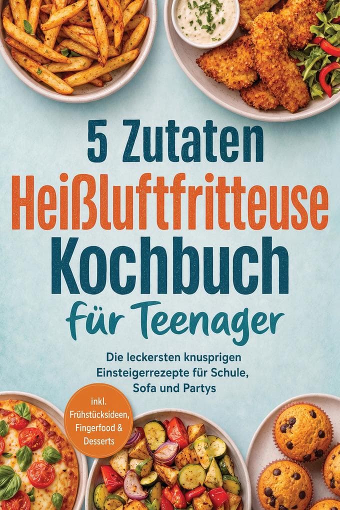 5 Zutaten Heißluftfritteuse Kochbuch für Teenager: Die leckersten knusprigen Einsteigerrezepte für Schule, Sofa und Partys - inkl. Frühstücksideen, Fingerfood & Desserts
