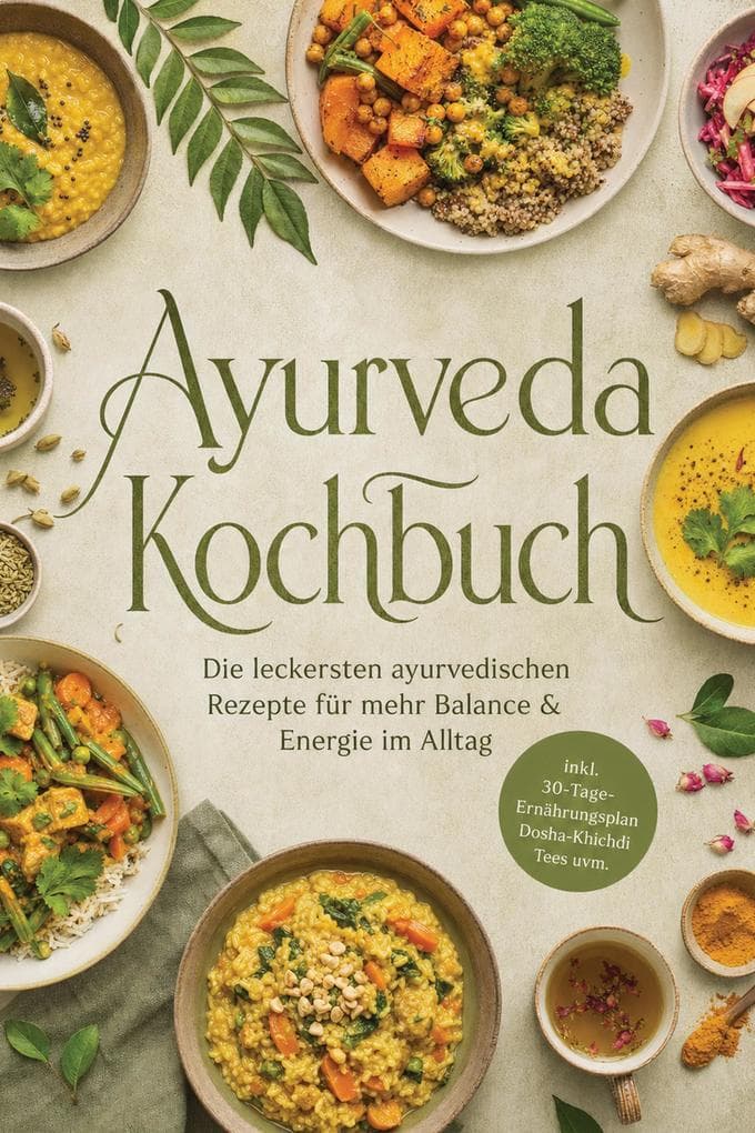 Ayurveda Kochbuch: Die leckersten ayurvedischen Rezepte für mehr Balance & Energie im Alltag - inkl. 30-Tage-Ernährungsplan, Dosha-Khichdi, Tees uvm.