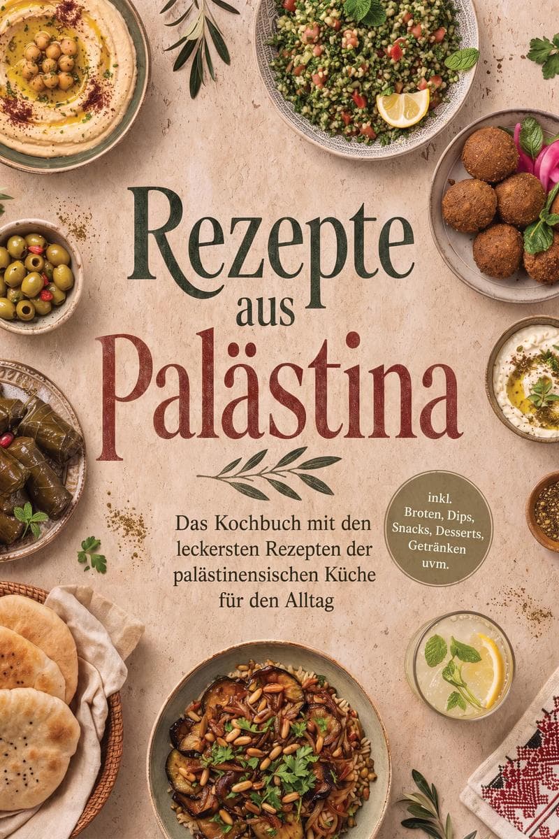 Rezepte aus Palästina: Das Kochbuch mit den leckersten Rezepten der palästinensischen Küche für den Alltag - inkl. Broten, Dips, Snacks, Desserts, Getränken uvm.