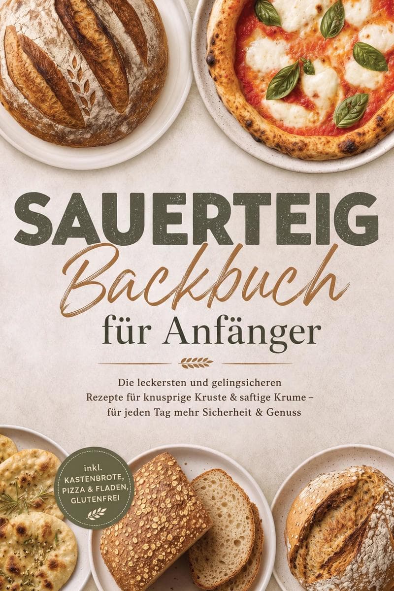 Sauerteig Backbuch für Anfänger: Die leckersten und gelingsicheren Rezepte für knusprige Kruste & saftige Krume - für jeden Tag mehr Sicherheit & Genuss - inkl. Kastenbrote, Pizza & Fladen, Glutenfrei
