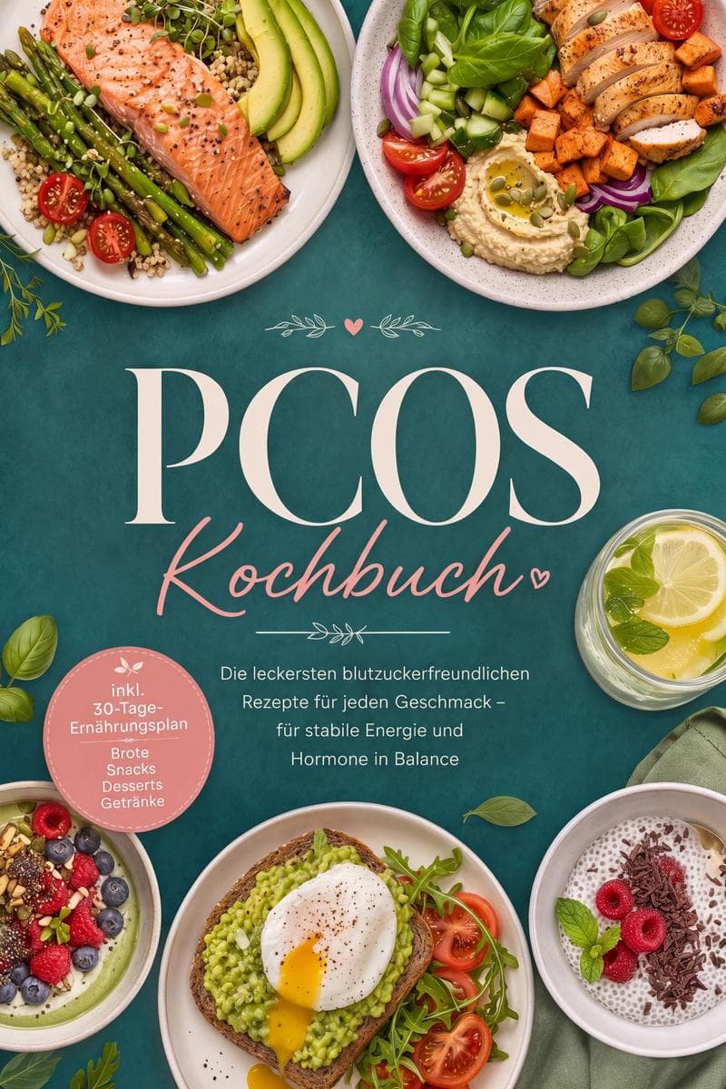 PCOS Kochbuch: Die leckersten blutzuckerfreundlichen Rezepte für jeden Geschmack - für stabile Energie und Hormone in Balance - inkl. 30-Tage-Ernährungsplan, Brote, Snacks, Desserts, Getränke