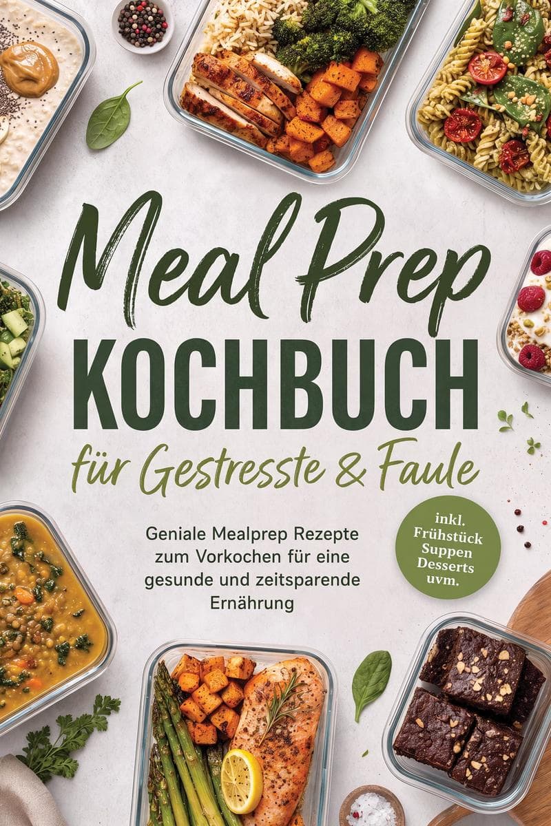 Meal Prep Kochbuch für Gestresste & Faule: Geniale Mealprep Rezepte zum Vorkochen für eine gesunde und zeitsparende Ernährung - inkl. Frühstück, Suppen, Desserts uvm.