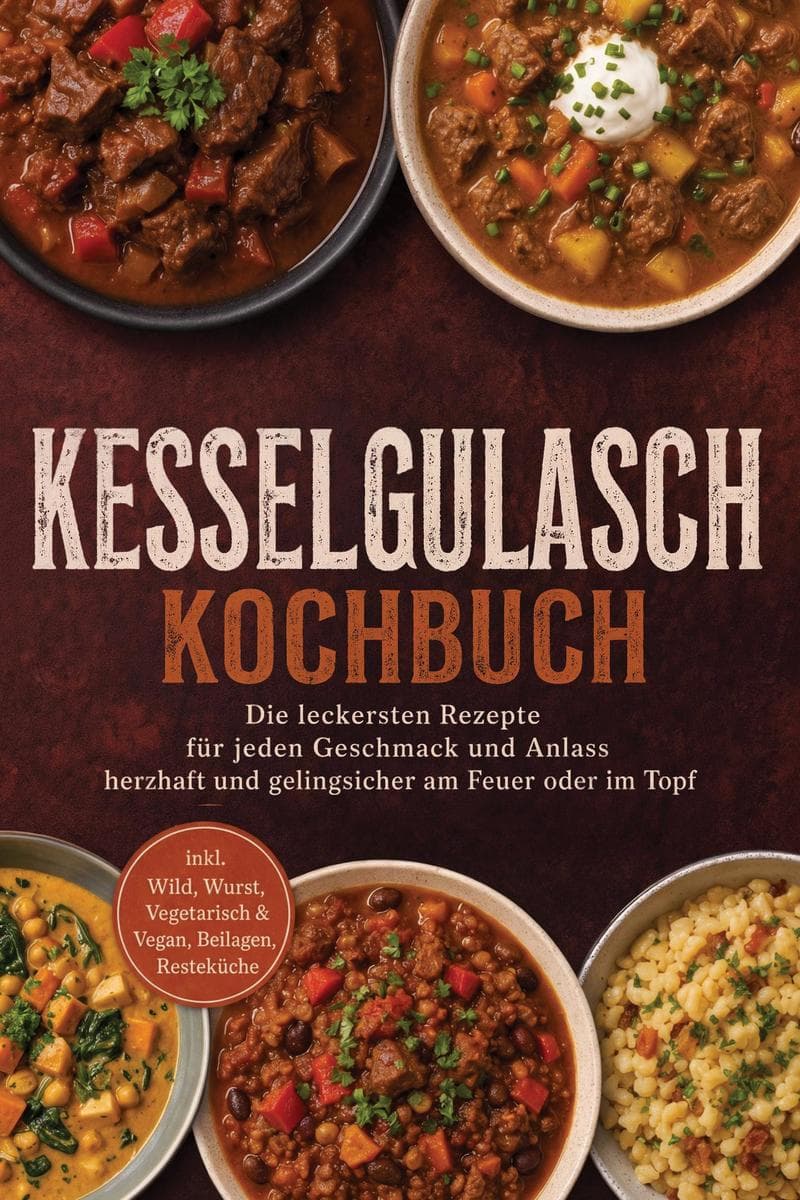Kesselgulasch Kochbuch: Die leckersten Rezepte für jeden Geschmack und Anlass - herzhaft und gelingsicher am Feuer oder im Topf - inkl. Wild, Wurst, Vegetarisch & Vegan, Beilagen, Resteküche