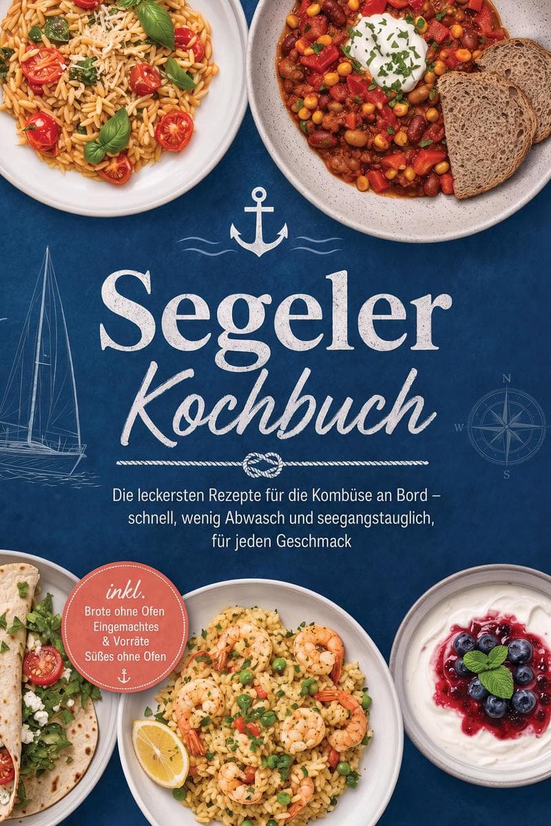 Segeler Kochbuch: Die leckersten Rezepte für die Kombüse an Bord - schnell, wenig Abwasch und seegangstauglich, für jeden Geschmack - inkl. Brote ohne Ofen, Eingemachtes & Vorräte, Süßes ohne Ofen