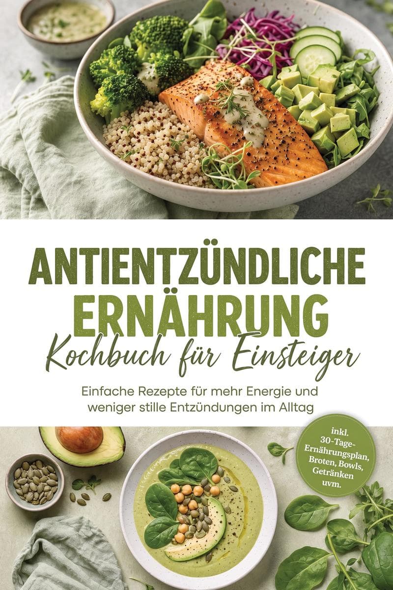 Antientzündliche Ernährung Kochbuch für Einsteiger: Einfache Rezepte für mehr Energie und weniger stille Entzündungen im Alltag - inkl. 30-Tage-Ernährungsplan, Broten, Bowls, Getränken uvm.