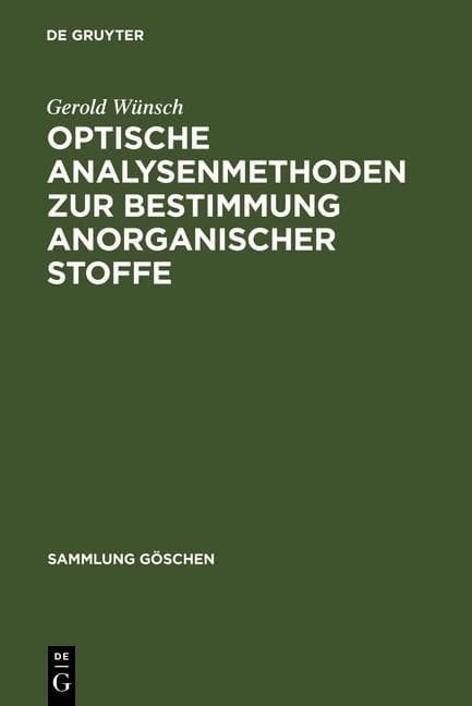 Optische Analysenmethoden zur Bestimmung anorganischer Stoffe