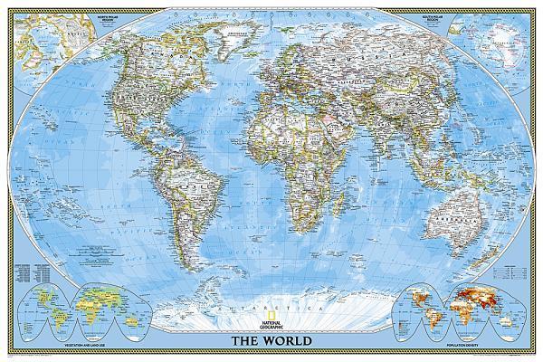 National Geographic World Wall Map - Classic - Laminated (Poster Size: 36 X 24 In)