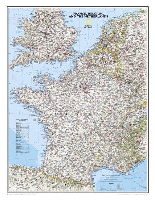 National Geographic France, Belgium, and the Netherlands Wall Map - Classic (23.5 X 30.25 In)
