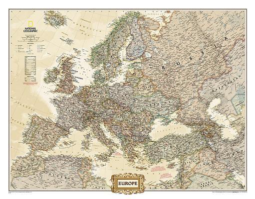 National Geographic Europe Wall Map - Executive (30.5 X 23.75 In)