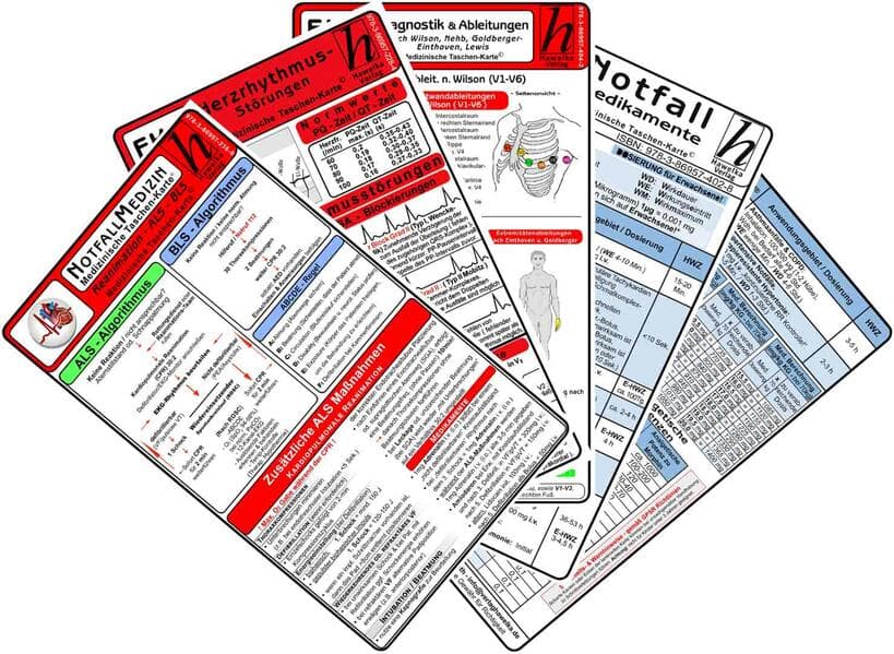 Notfallmedizin Karten-Set - Herzrhythmusstörungen, Notfallmedikamente, Reanimation