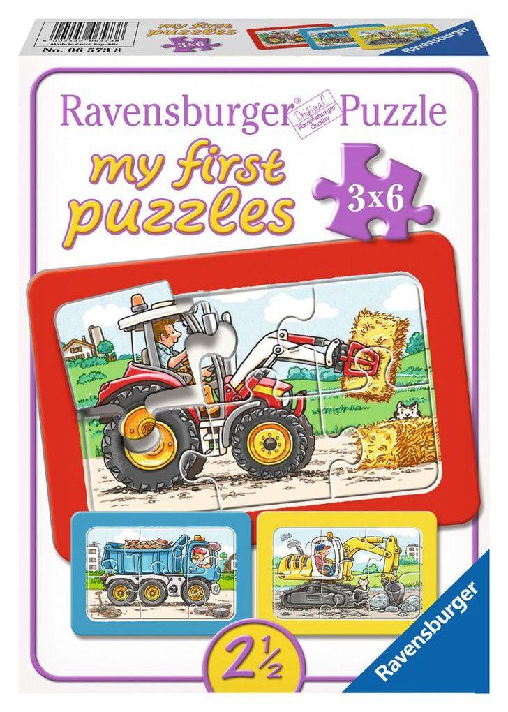Bagger, Traktor und Kipplader. My first puzzle - Rahmenpuzzle 3 x 6 Teile