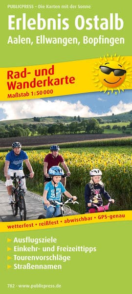 Rad- und Wanderkarte Erlebnis Ostalb Aalen, Ellwangen, Bopfingen 1 : 50 000