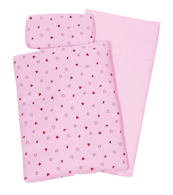 Puppenbettzeug Herz/Krone