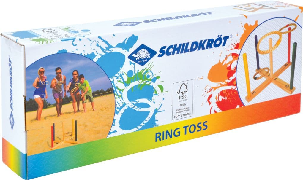 Schildkröt Ringwurfspiel (Holz + 5 Seil-Wurfringe)