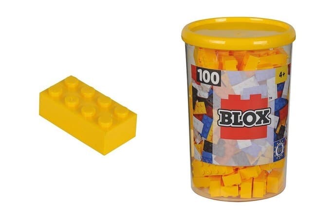 Simba 104118898 - Blox Steine in Dose, Konstruktionsspielzeug, 100, gelb