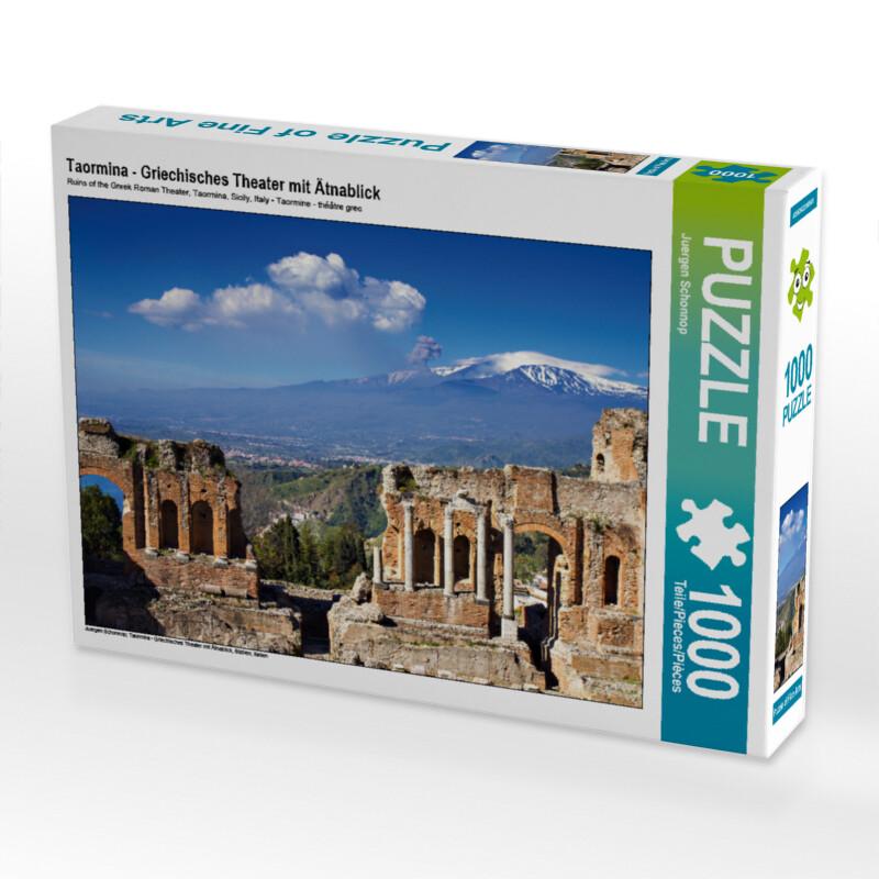 CALVENDO Puzzle Taormina - Griechisches Theater mit Ätnablick 1000 Teile Lege-Größe 64 x 48 cm Foto-