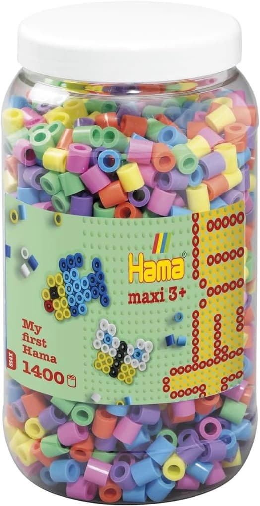 Hama 8541 - My first Hama Bügelperlen Maxi 3+, Dose mit ca. 1400 Stück, Pastell-Mix