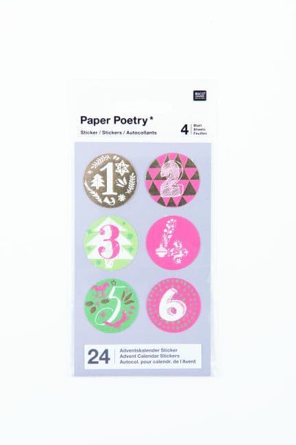 Adventskalender Sticker, rot/grün