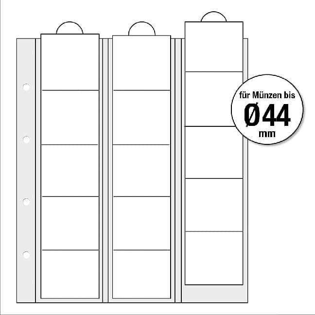 Ergänzungsblätter für alle Premium-Münzalben für Münzen bis Durchmesser 44 mm, 2er Pack