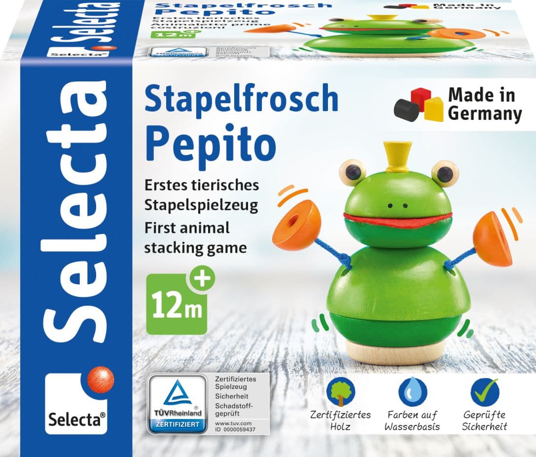 Schmidt Spiele - Selecta - Stapelfrosch Pepito, 10 cm