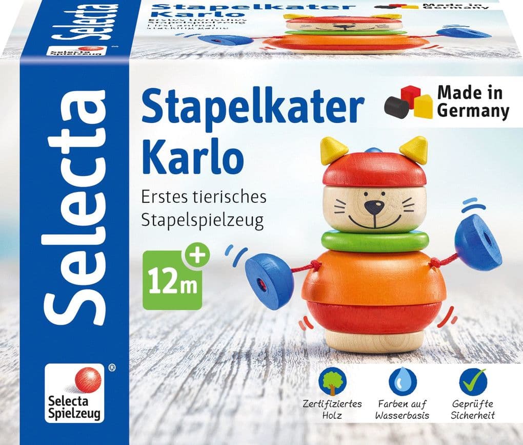 Schmidt Spiele - Selecta - Stapelkater Karlo, 10 cm