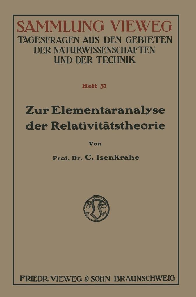 Zur Elementaranalyse der Relativitätstheorie