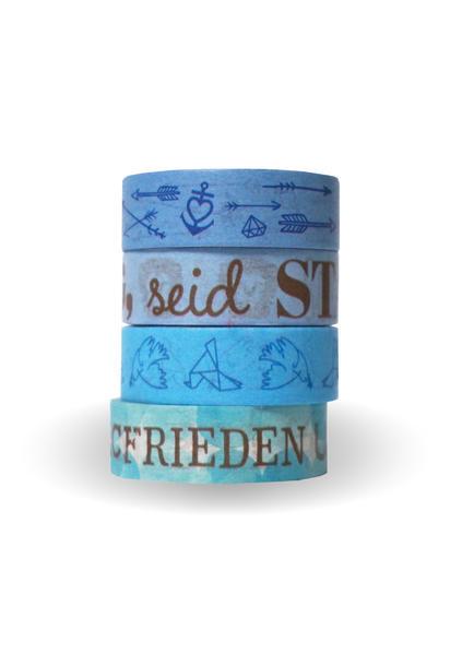 Washi Tapes Set Himmelblau: "Suche den Frieden und jage ihm nach!"