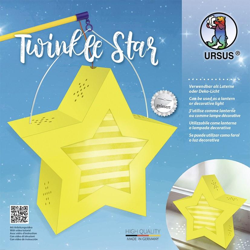 URSUS Laternenzeit / Home Decoration Twinkle Star, gelb, Stern Bastel-Set als Laterne oder Deko-Licht