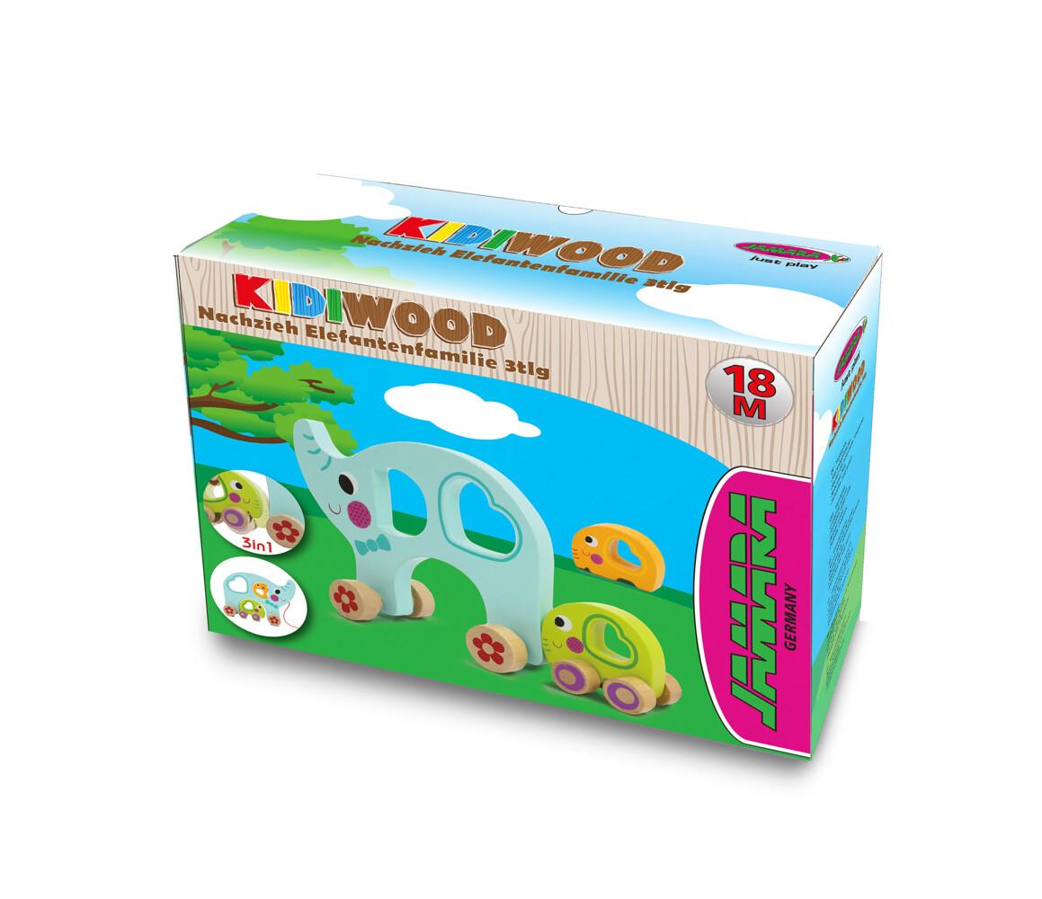 Jamara - Holzspielzeug Kidiwood Nachzieh-Elefantenfamilie 3tlg