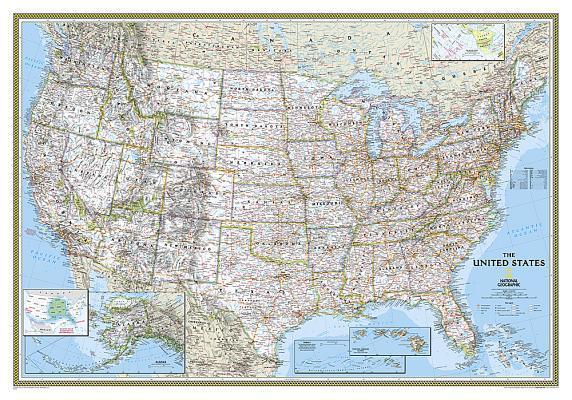 National Geographic United States Wall Map - Classic - Laminated (43.5 X 30.5 In)