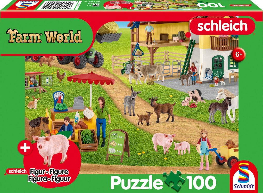 Farm World, Bauernhof und Hofladen. Puzzle 100 Teile, mit Add-on (eine Original Figur)