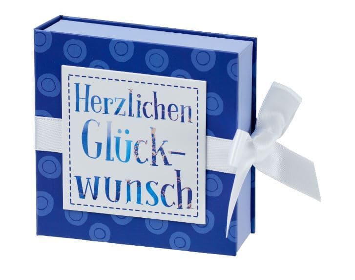 Geschenkschachtel mit Band 10 x 10 cm Herzlichen Glückwunsch