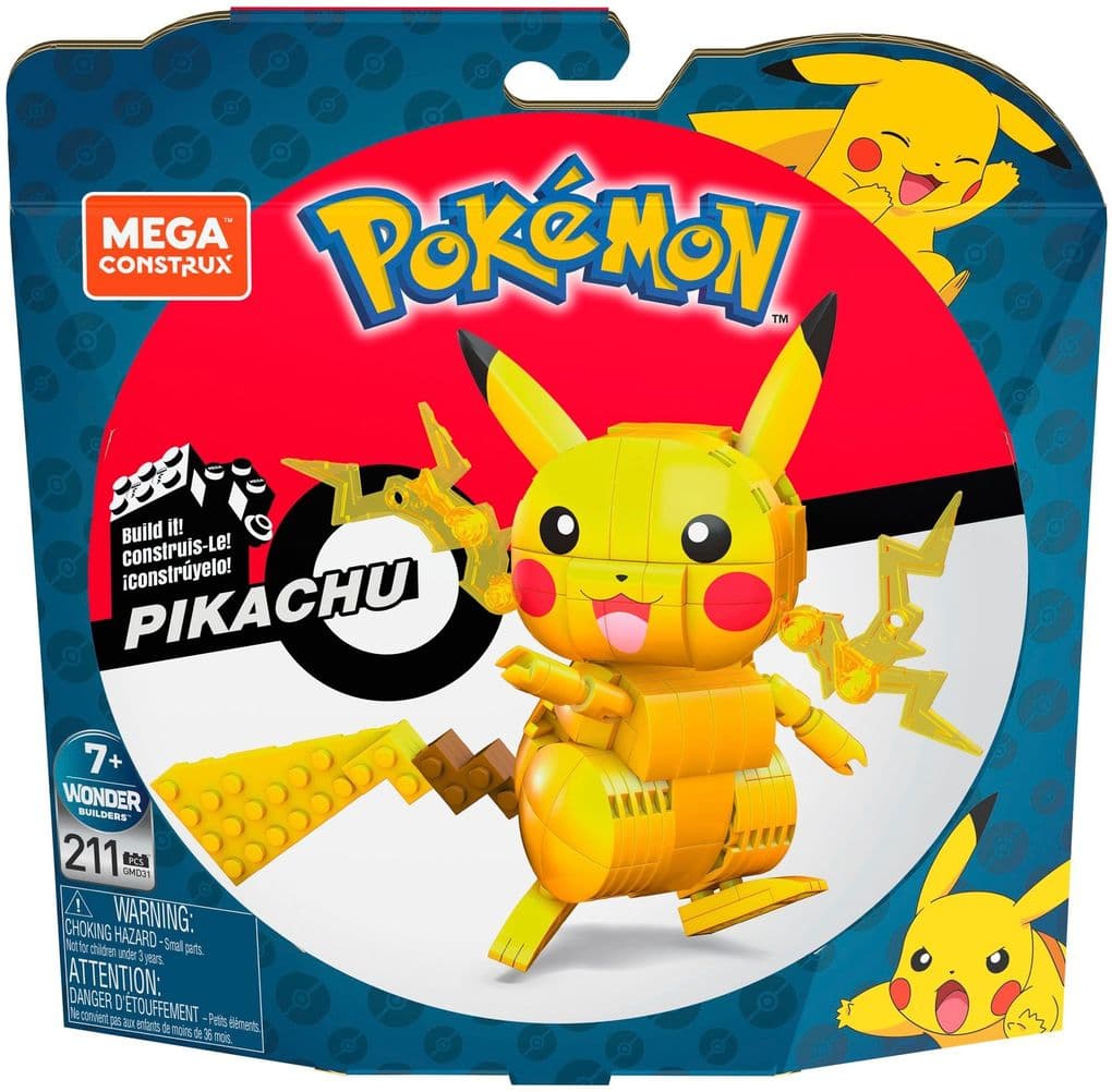 Mega Bloks - Pokémon Medium Pikachu, Kinder-Spielzeug, Bauset, Bausteine