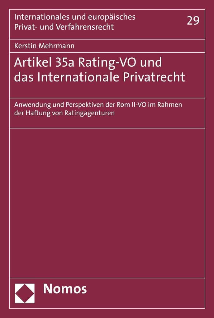 Artikel 35a Rating-VO und das Internationale Privatrecht